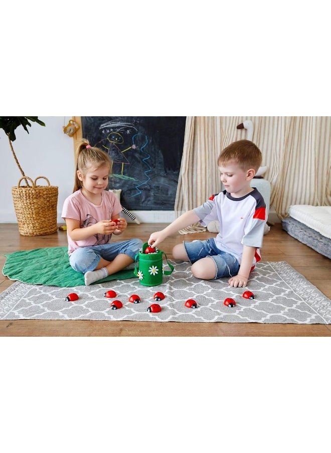 Counting Ladybugs - Montessori Wooden Counting Toy for Girls 3 4 5 Year Old - Ladybug Learning Toys for Toddlers - Preschool Kids Toys for Number Matching, Sorting & Fine Motor Skills - Lady Bug Gifts