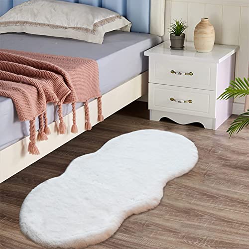 Latepis White Fluffy Rug 2x4 Small Throw Area Accent Rugs Washable Faux Rabbit Fur Shag Rug for Chair Couch Cover Floor Nursery Cute Rugs for Bederoom - Image 2