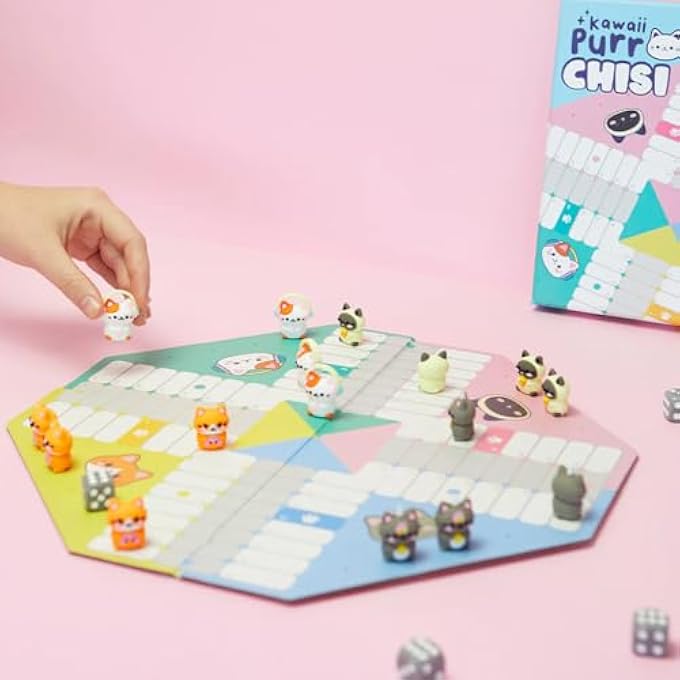 balvi Purrchisi Classic Board Game in Original Kawaii Design PlasticHard Cardboard - Image 2