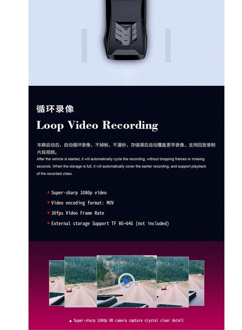 جولف لينك مسجل كاميرا السيارة Dashcams للسيارات الأمامية والخلفية المحمولة كاميرا صغيرة سيارة Dvr واي فاي. - Image 5