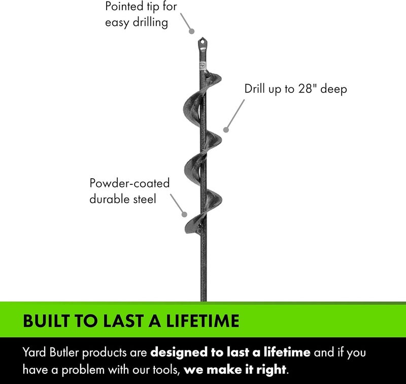 Yard Butler Roto Digger 30” Auger Drill Bit, IRD-2 - Digging Tool for Effortless Bulb Planting - Multi-Use Drill - Heavy-Duty Garden Tool - Power-Coated Steel - Rust-Resistant - Image 4