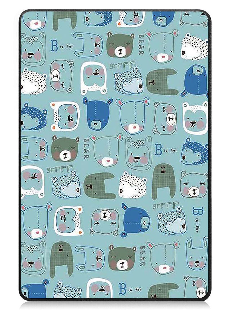 Theodor Protective Flip Case For Apple iPad mini 7th Generation (A17 Pro 2024 Model) (Mini 6 2021 Model  6th Generation) With Trifold Stand Auto Wake Sleep Shockproof Cover Bears Doodle - Image 1