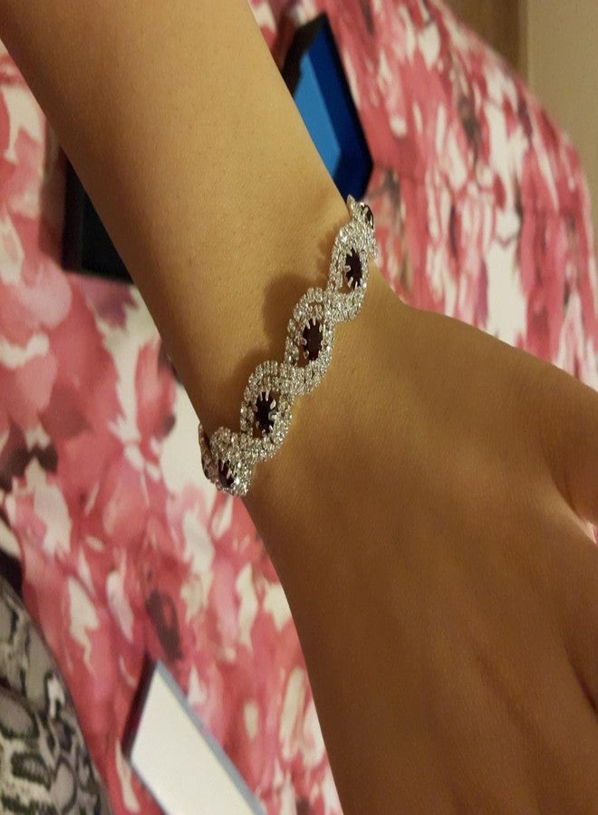 Long Way Women's Silver/Gold Plated Crystal Bracelets 6.7"+2.4" - Image 3