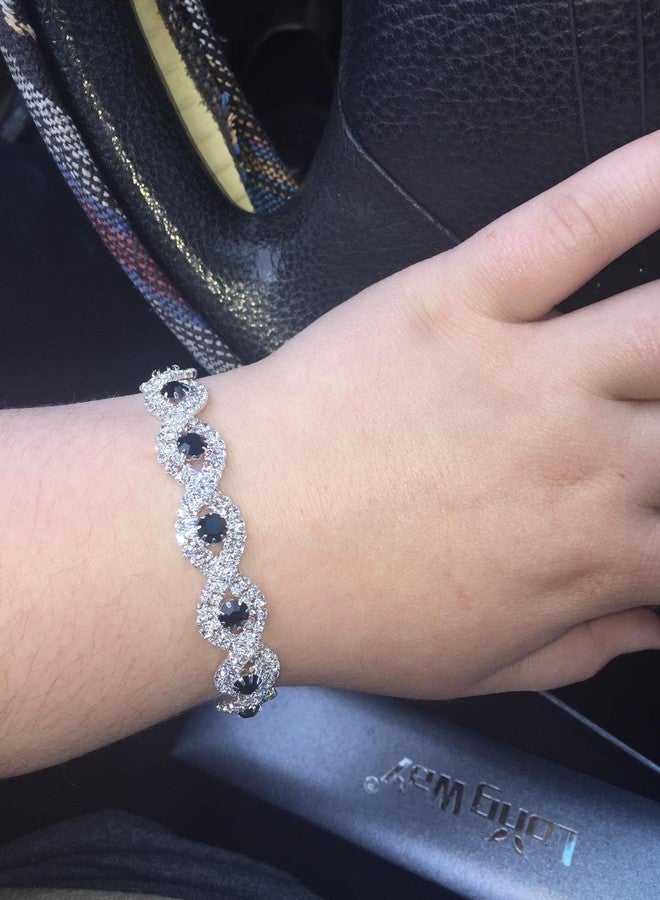 Long Way Women's Silver/Gold Plated Crystal Bracelets 6.7"+2.4" - Image 2