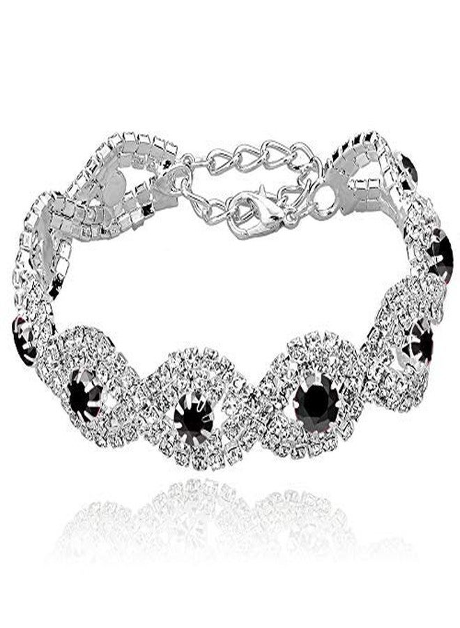Long Way Women's Silver/Gold Plated Crystal Bracelets 6.7"+2.4" - Image 1
