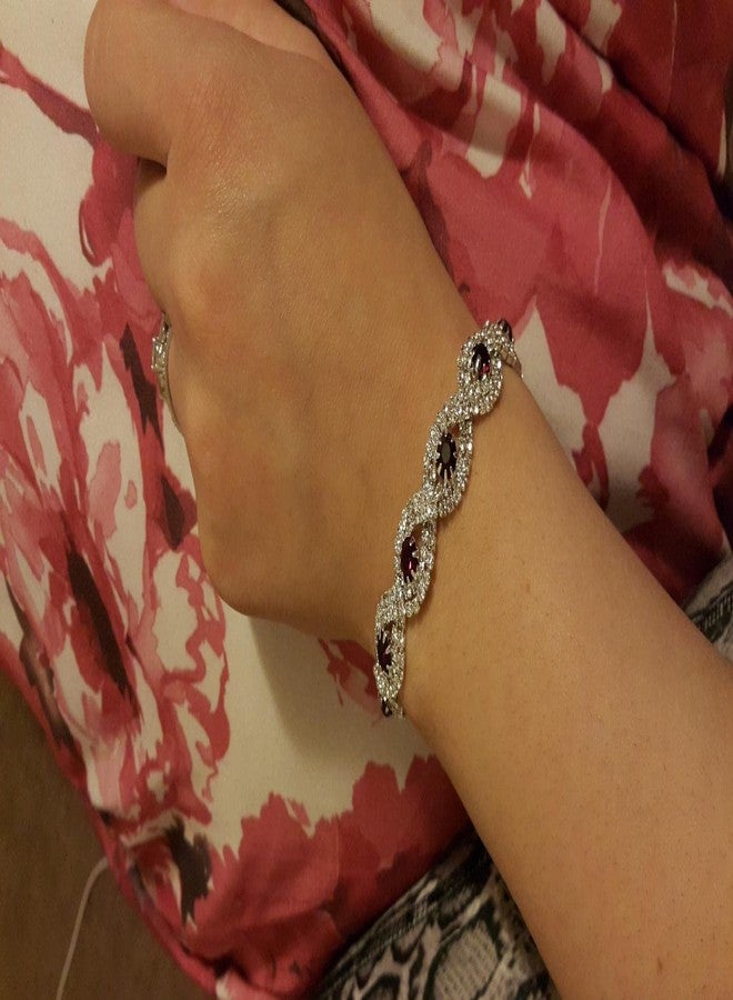 Long Way Women's Silver/Gold Plated Crystal Bracelets 6.7"+2.4" - Image 4