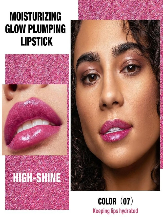 FeiCuiYun Mauve Pink Shimmer Metallic Moisturizing Glow Plumping Lipstick Makeup, Lipstick with Metallic 3D Shine Lightweight Hydrating Formula, Glitter Lip Gloss Stain Long Lasting Waterproof (07#Mauve Pink) - Image 2