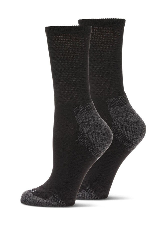 MeMoi Wellfit 2 Pair Pack Unisex Diabetic Half Cushion Quarter Socks Black-Black 9-11 - Image 1