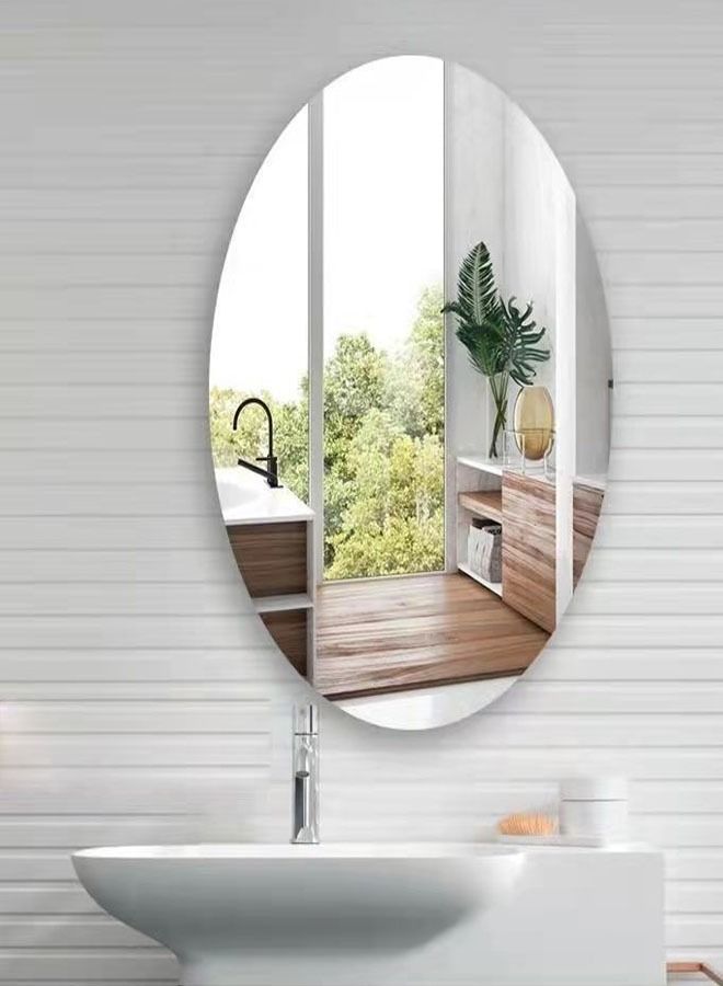 fashionhome 1-Piece 3D Art DIY Home Decorative Oval Shape Acrylic Wall Sticker Mirror for Home Living Room Bedroom 45x60 cm - Image 3