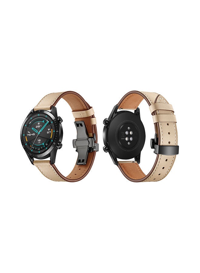 NIBEMINENT Stylish Replacement Band For Huawei Watch GT/GT 2 46mm Cream Sand - Image 1