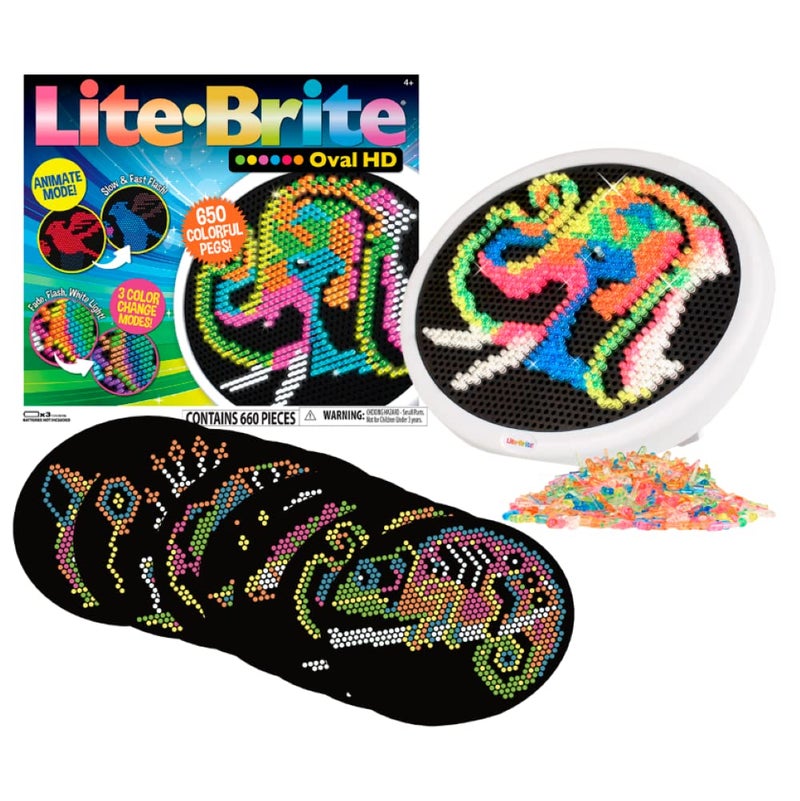 Lite Brite Oval High Definition Light Up Toy 650 Mini Pegs 8 HD Design Templates Great Gift for Girls and Boys Ages 6 - Image 2