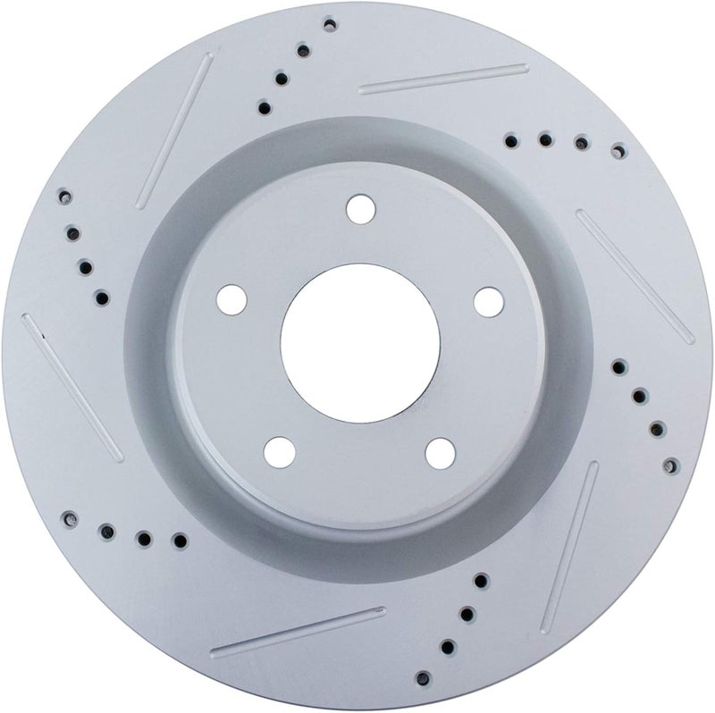 TRQ Front Performance Brake Rotors Set Premium G-Coated Cross Drilled & Slotted Compatible with 2004-2009 Cadillac XLR 2005-2013 Chevrolet Corvette - Image 5