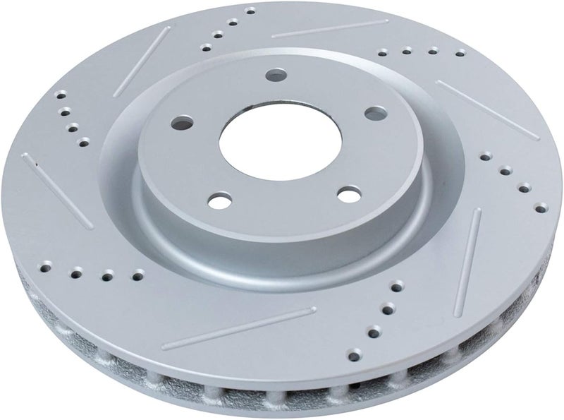 TRQ Front Performance Brake Rotors Set Premium G-Coated Cross Drilled & Slotted Compatible with 2004-2009 Cadillac XLR 2005-2013 Chevrolet Corvette - Image 4