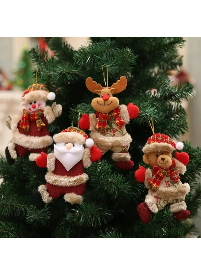 Kandid مجموعة زينة شجرة عيد الميلاد KANDiD، زينة رجل الثلج، الرنة، والدب للمنزل والحديقة، زينة حفلات (4 قطع - سانتا كلوز، رجل الثلج، الرنة والدب) - Image 1