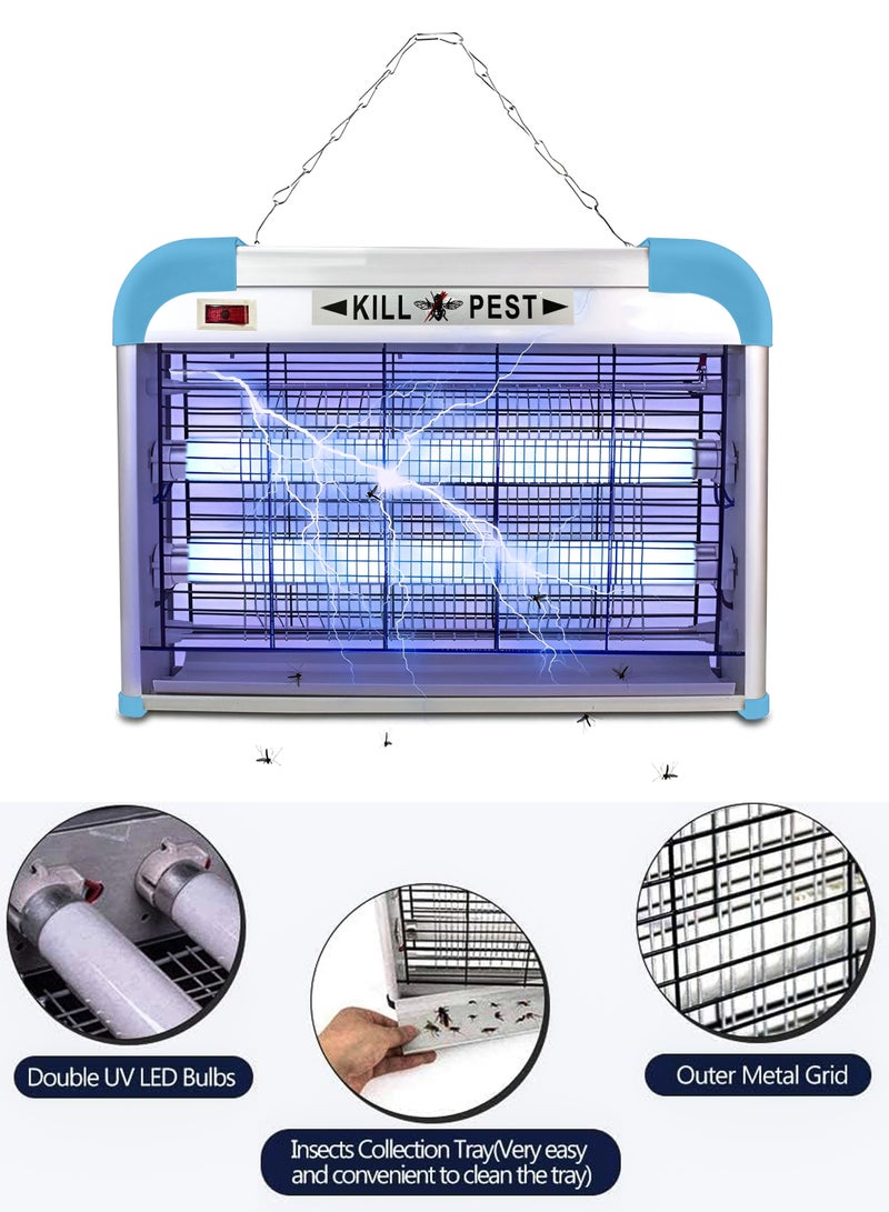 DBLEW 20W Hanging Electric Fly Swatter Mosquito Killer Grill Mosquitoes UV Light Lamp Insects Trap Bug Zapper with Grid Mesh for Home and Outdoor Pest Control - Image 2