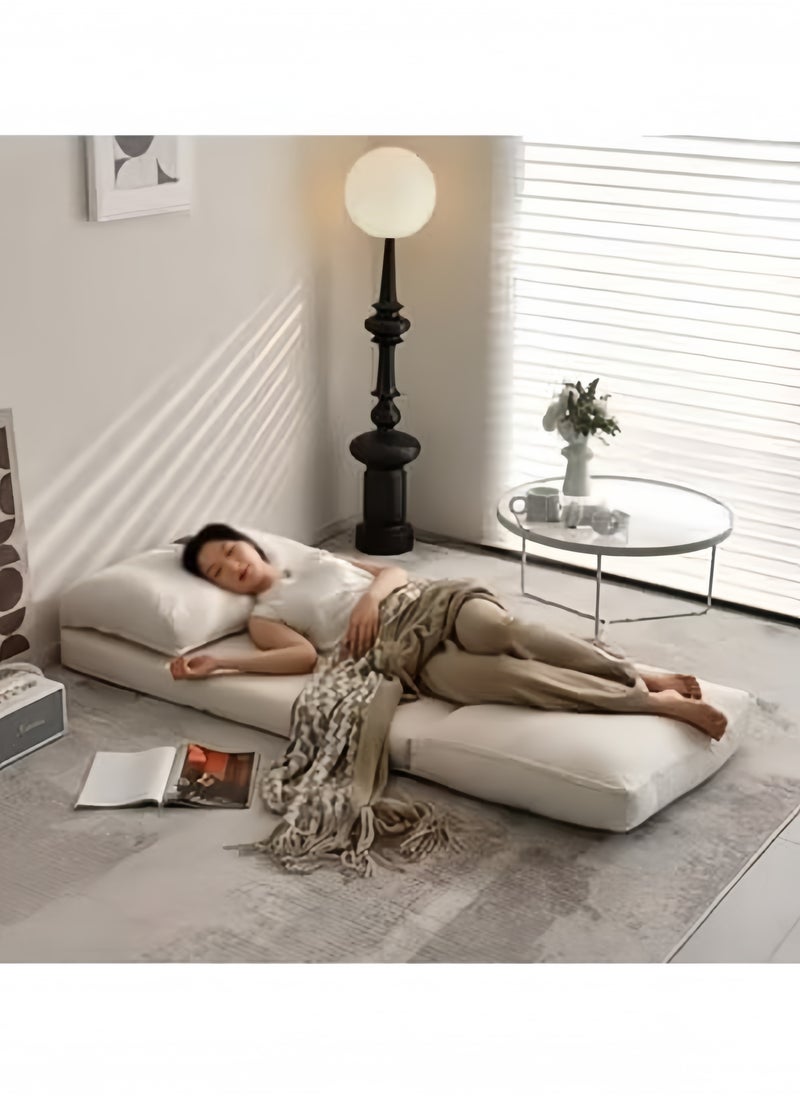 Floor Sofa with Back Support, 5 Reclining Poistion Adjustable Bed, Folding Lazy Bed, Floor Lounge Chair, Gaming Recliner Sofa for Sleeping, Gaming, Reading White