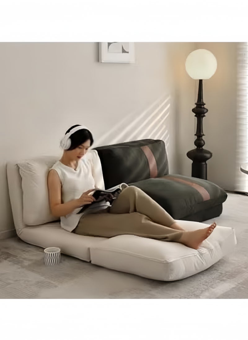 Floor Sofa with Back Support, 5 Reclining Poistion Adjustable Bed, Folding Lazy Bed, Floor Lounge Chair, Gaming Recliner Sofa for Sleeping, Gaming, Reading White