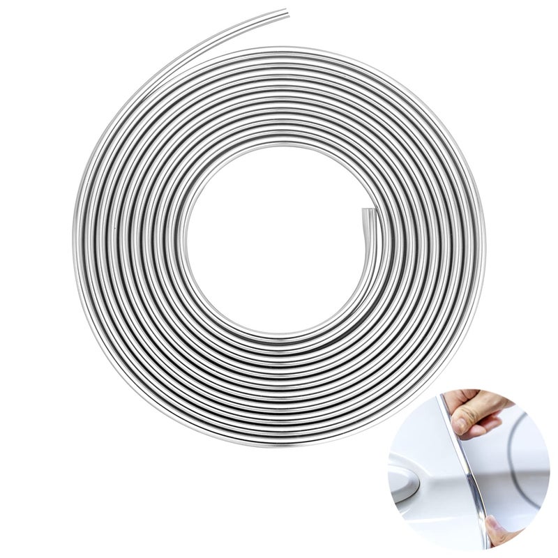 YIJINSHENG YIJINSHENG Car Door Edge Guards Chrome Silver Universal U Shape Moulding Trim Strip Automotive Guard Door Protector Edge Guard Decorative for Sedans, Trucks, SUV, ATV (32FT, Silver)  - Image 1