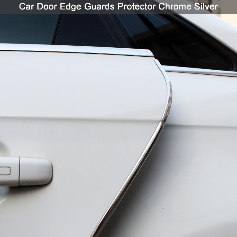 YIJINSHENG YIJINSHENG Car Door Edge Guards Chrome Silver Universal U Shape Moulding Trim Strip Automotive Guard Door Protector Edge Guard Decorative for Sedans, Trucks, SUV, ATV (32FT, Silver)  - Image 3