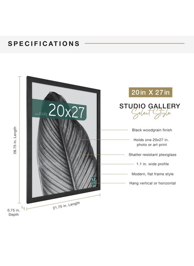 MCS MCS Studio Gallery 20x27 Poster Frame Black Woodgrain, Vertical & Horizontal Wall Hanging Large Picture Frame for Photos, Posters & Art Prints (1-Pack)  - Image 3