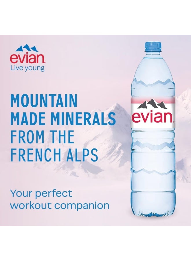 إيفيان مياه إيفيان المعدنية الطبيعية 1.5 لتر × 6 زجاجات PET – ترطيب جبلي نقي - Image 4