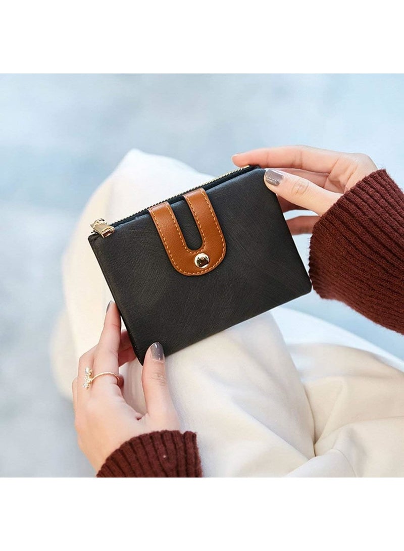 SOLARAE Wallet, Women's Rfid Small Bifold Leather Wallet Ladies Mini Zipper Coin Purse id card Pocket, Slim Compact Thin (Black) - Image 3