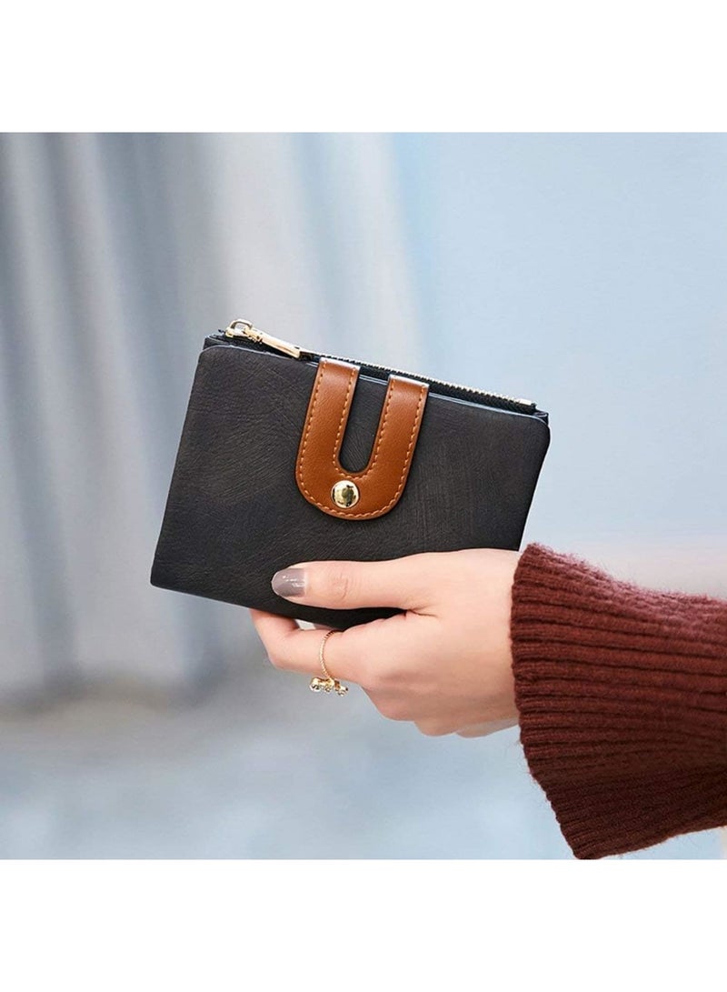 SOLARAE Wallet, Women's Rfid Small Bifold Leather Wallet Ladies Mini Zipper Coin Purse id card Pocket, Slim Compact Thin (Black) - Image 5