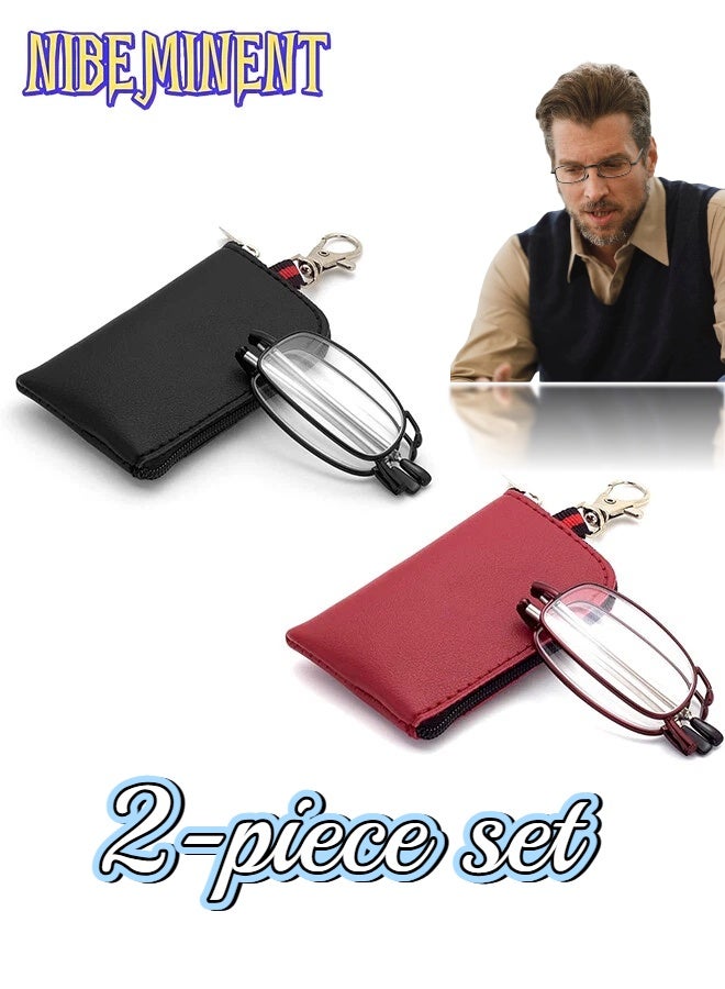 NIBEMINENT 2 Pack Folding Reading Glasses Blue Light Blocking,+1.50+2.00 Anti UV Glare, Foldable Computer Spring Hinge Readers for Women Man - Image 1