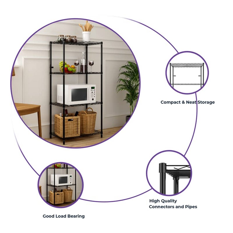 TUNEHOME TUNE HOME Kitchen Cabinet with 4 Shelves HeavyDuty Storage Holds Up to 10x Weight Easy Assembly with Video Guide Spacious Trays Elevated Design for Easy Cleaning Black Metal  - Image 3