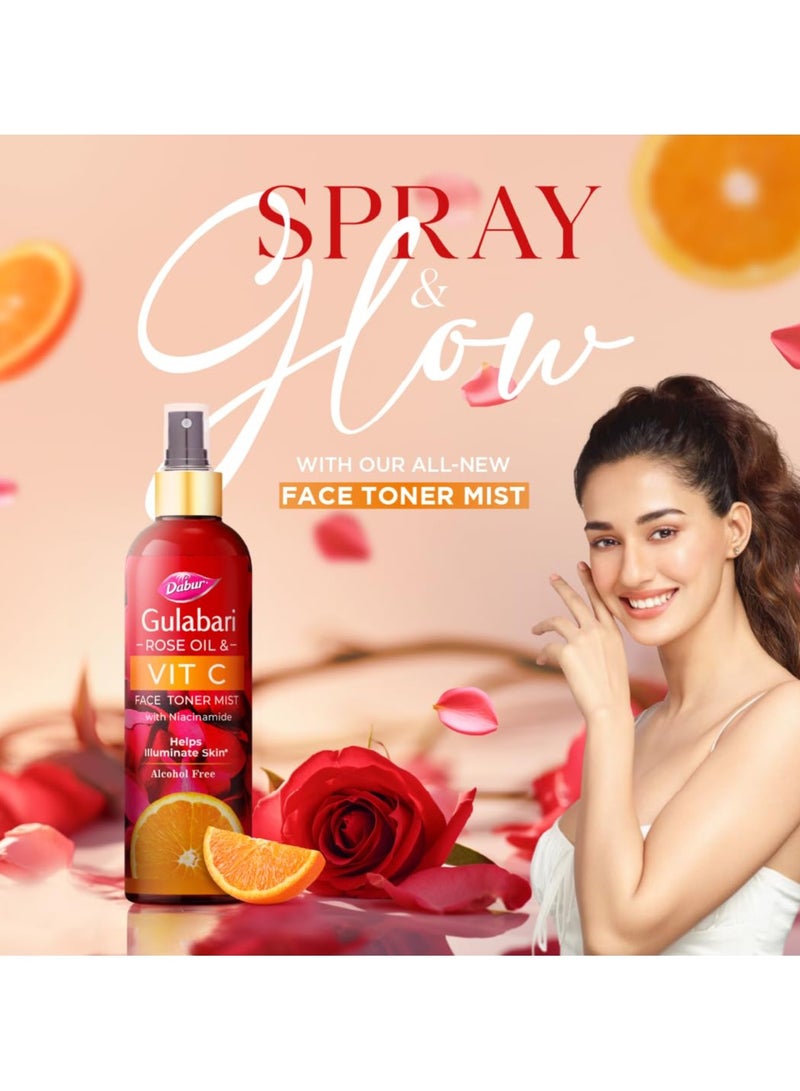 دابر غولاباري تونر تونر للوجه بزيت الورد وفيتامين ج مع النياسيناميد - 100 مل | تونر لبشرة مشرقة | يحسن لون البشرة غير المتجانس ويشد المسام | - Image 2