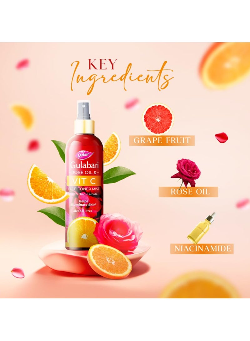 دابر غولاباري تونر تونر للوجه بزيت الورد وفيتامين ج مع النياسيناميد - 100 مل | تونر لبشرة مشرقة | يحسن لون البشرة غير المتجانس ويشد المسام | - Image 3