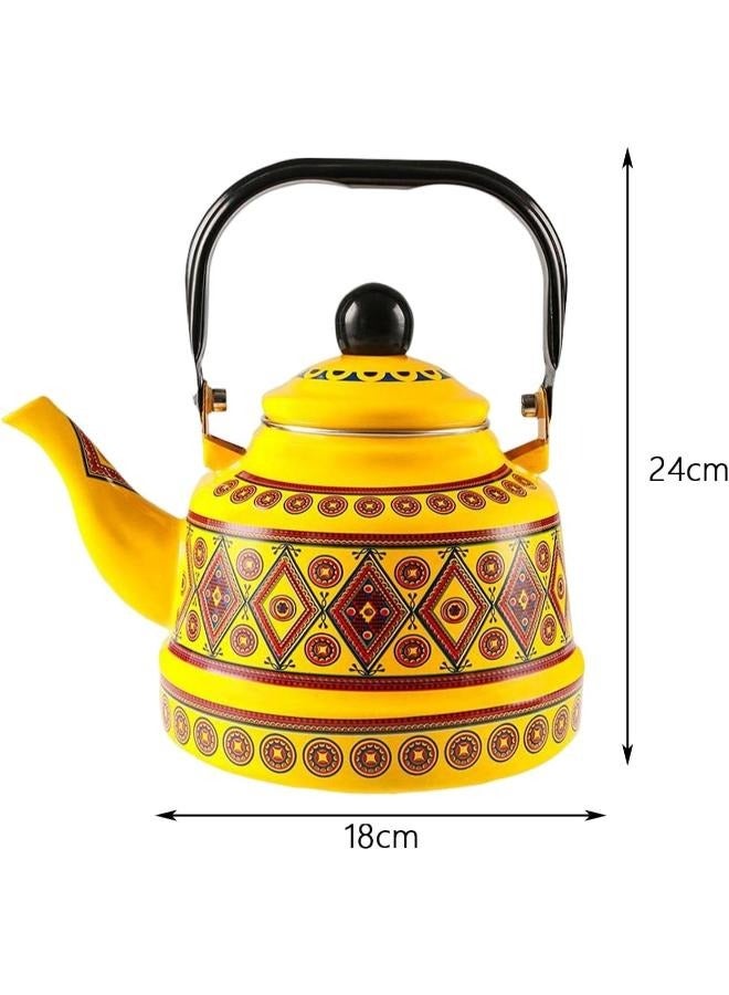 2.5L Enameled Tea Kettle Tea Pot Glazed Portable Stovetop for Home - Image 2