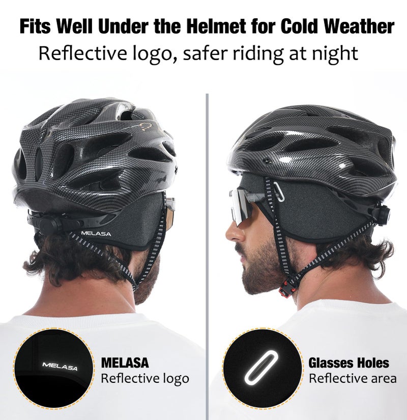 MELASA Winter Helmet Liner Skull Cap for Men Women, Fleece Lined Warm Cycling Cap with Glasses Holes, Thermal Hat Beanie for Running Cycling Motorcycle(Violet Blue) - Image 4