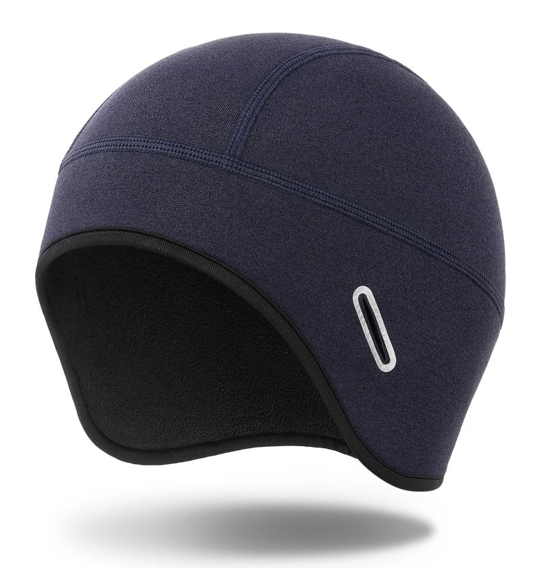 MELASA Winter Helmet Liner Skull Cap for Men Women, Fleece Lined Warm Cycling Cap with Glasses Holes, Thermal Hat Beanie for Running Cycling Motorcycle(Violet Blue) - Image 1