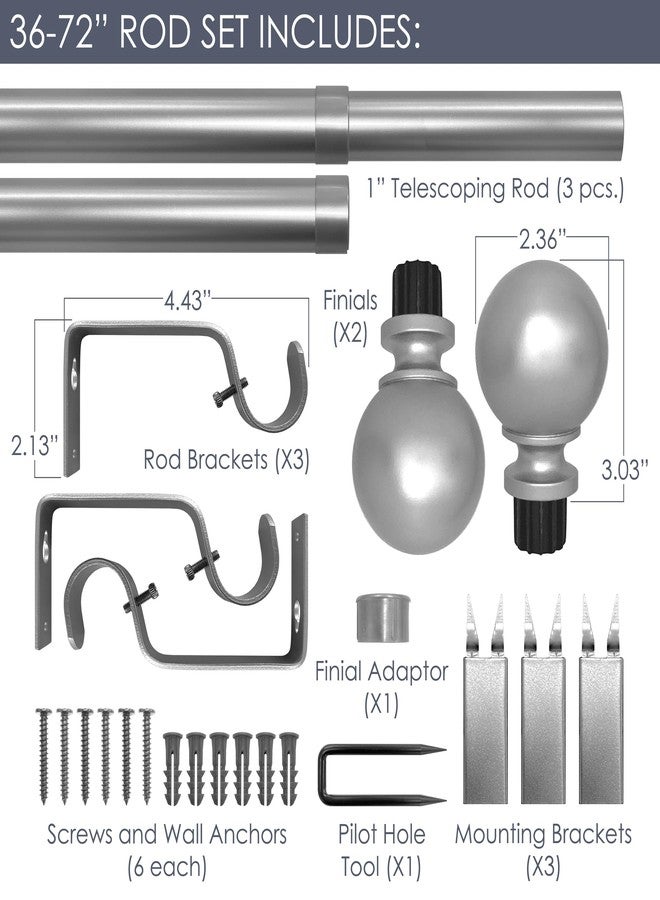 Decopolitan Easy Install No Drill Curtain Rod Set 36-72", White - Image 2