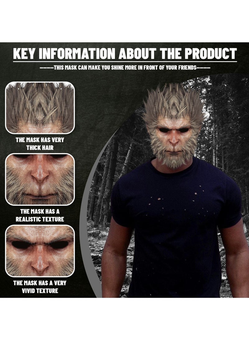 general 2024 New Game Black Myth Wukong Mask, Monkey King Mask Funny Monkey Head Cover Game COS Props Peripherals - Image 3