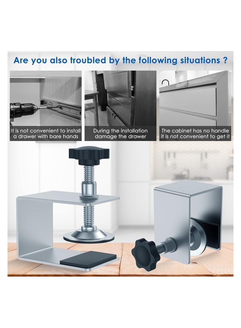 4 قطع من مشابك تركيب واجهة الدرج، مشابك تثبيت زنك، أداة نجارة خشبية قابلة للتعديل المستقرة لطاولات المطبخ والمكاتب، مشابك تثبيت الدرج، أثاث مستقر - Image 5