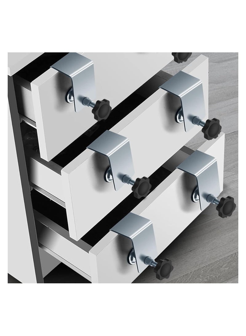 4 قطع من مشابك تركيب واجهة الدرج، مشابك تثبيت زنك، أداة نجارة خشبية قابلة للتعديل المستقرة لطاولات المطبخ والمكاتب، مشابك تثبيت الدرج، أثاث مستقر - Image 2