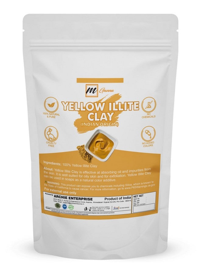 mGanna 100% Yellow Illite Clay Powder for Body Scrubs, Face Creams and Lotion Making 1 LBS / 454 GMS - Image 1
