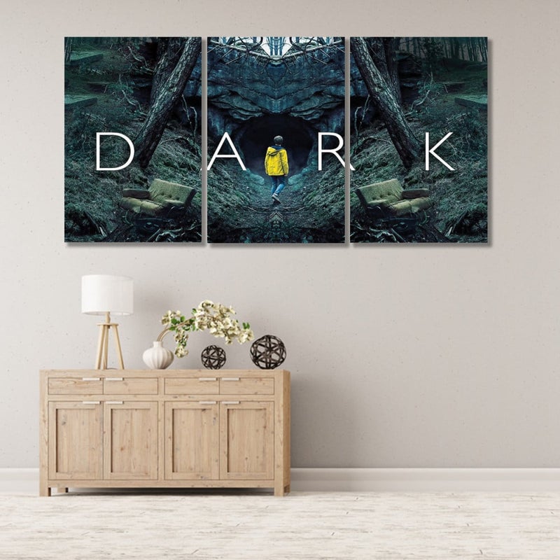 Marktna Three canvas prints with a DARK series design and a hollow frame, measuring (120×60), three pieces - Image 1