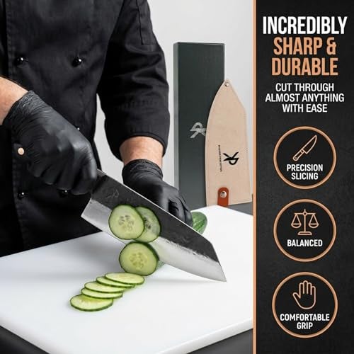 Kitchen perfection Handmade Chefs Carving Knife For Meat Cutting- Extremely Sharp Cooking Knife 8 Inch -Hand Sharpen Best Gift For Men - High Carbon Steel w/Canvas Sheath - Image 3