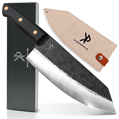 Kitchen perfection Handmade Chefs Carving Knife For Meat Cutting- Extremely Sharp Cooking Knife 8 Inch -Hand Sharpen Best Gift For Men - High Carbon Steel w/Canvas Sheath - Image 1