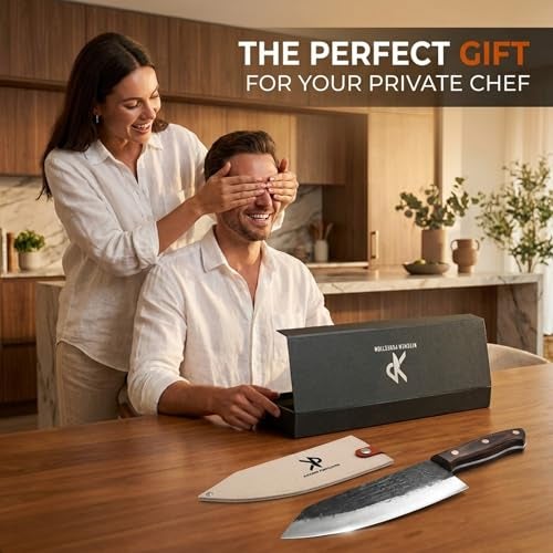 Kitchen perfection Handmade Chefs Carving Knife For Meat Cutting- Extremely Sharp Cooking Knife 8 Inch -Hand Sharpen Best Gift For Men - High Carbon Steel w/Canvas Sheath - Image 4
