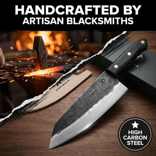 Kitchen perfection Handmade Chefs Carving Knife For Meat Cutting- Extremely Sharp Cooking Knife 8 Inch -Hand Sharpen Best Gift For Men - High Carbon Steel w/Canvas Sheath - Image 2