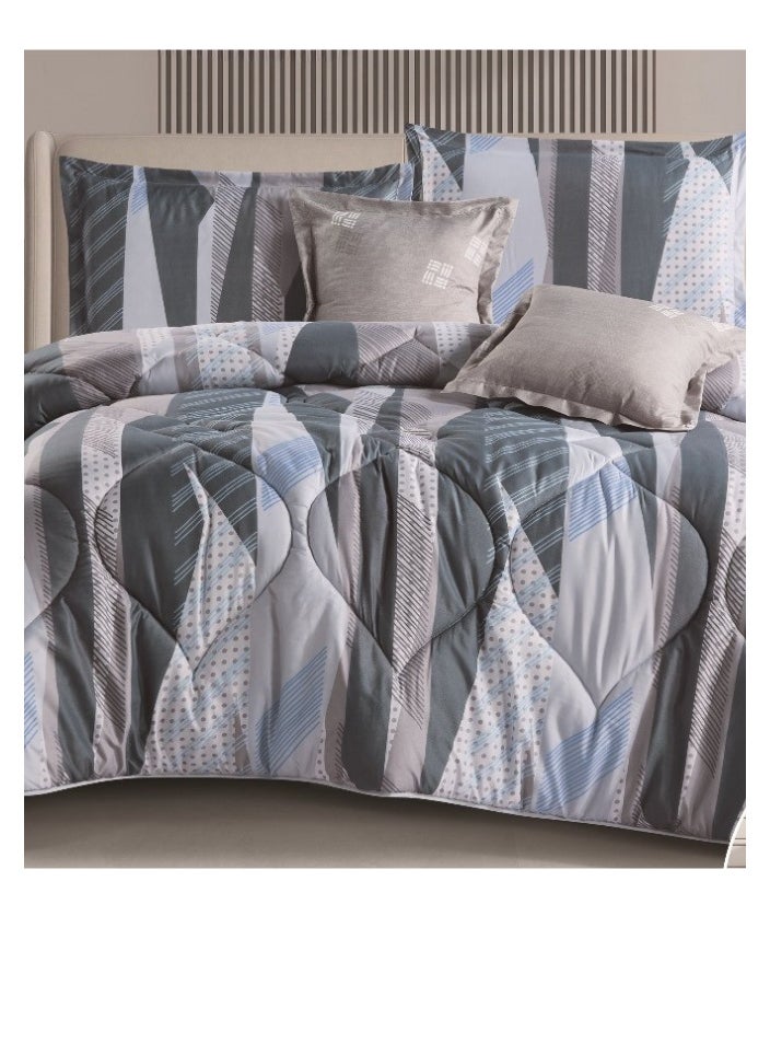 SMART HOME 100% Microfiber Single Bed Mattress, Geometric Design Bed Cover, Reversible, Set of 4, Size 230X170cm  - Image 3