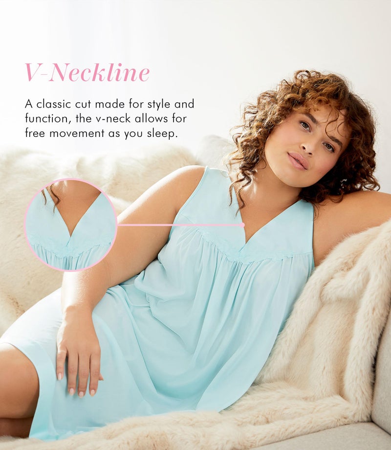 Exquisite Form womens 30807 Nightgown, Azure Mist, 3X US - Image 2