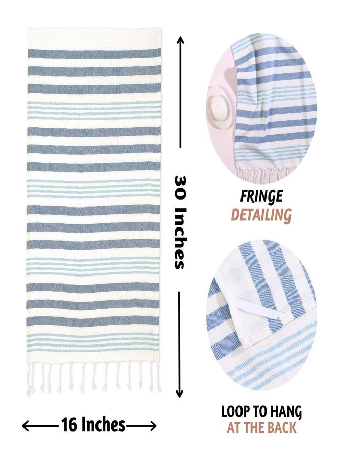 Folkulture Hand Towels for Bathroom | (16 x 30) Set of 2 Decorative Hand Towel with Hanging Loop | 100% Cotton Turkish Hand Towels Set Boho Hand Towel for Kitchen (Fiji - Aqua) - Image 4