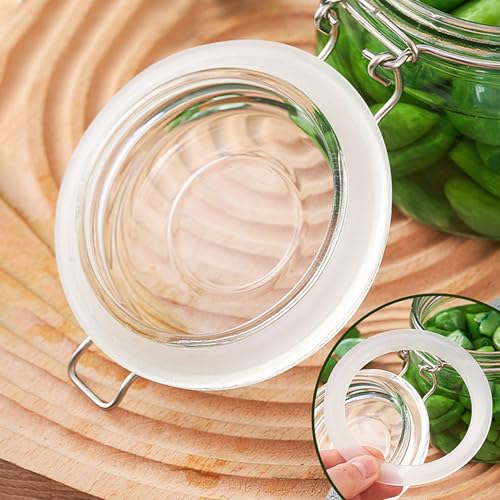 CoguZed 12 Pcs Rubber Seals for Glass Jars, Silicone Gasket Sealing Rings Replacement for Mason Jars, Airtight Leakproof Replacement Jar Gaskets, Fits Most Sizes, White Seal - Image 4