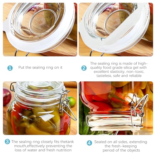 CoguZed 12 Pcs Rubber Seals for Glass Jars, Silicone Gasket Sealing Rings Replacement for Mason Jars, Airtight Leakproof Replacement Jar Gaskets, Fits Most Sizes, White Seal - Image 3