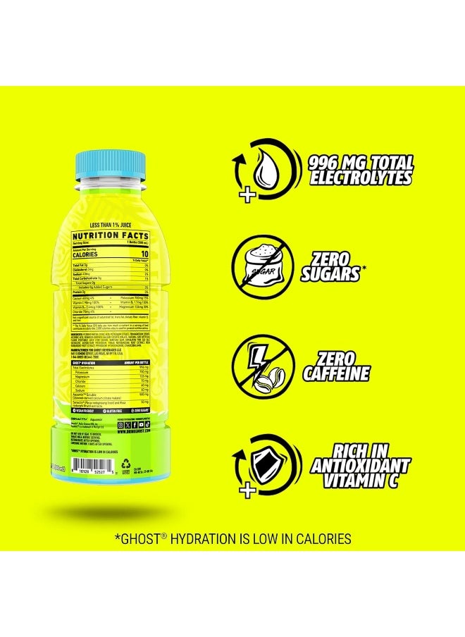 Ghost - Ghost Hydration Drink, Lemon Lime Flavor, Zero Caffeine, Zero Sugar, 16.9 fl oz (500 ml), Pack of 12 - Image 1